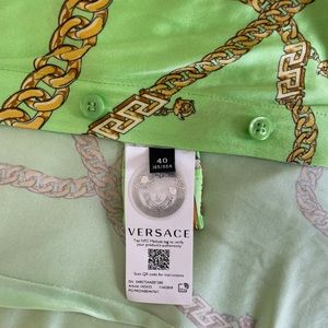 💜Neon Green Gold Versace Jersey Chain Link Fitted Shirt